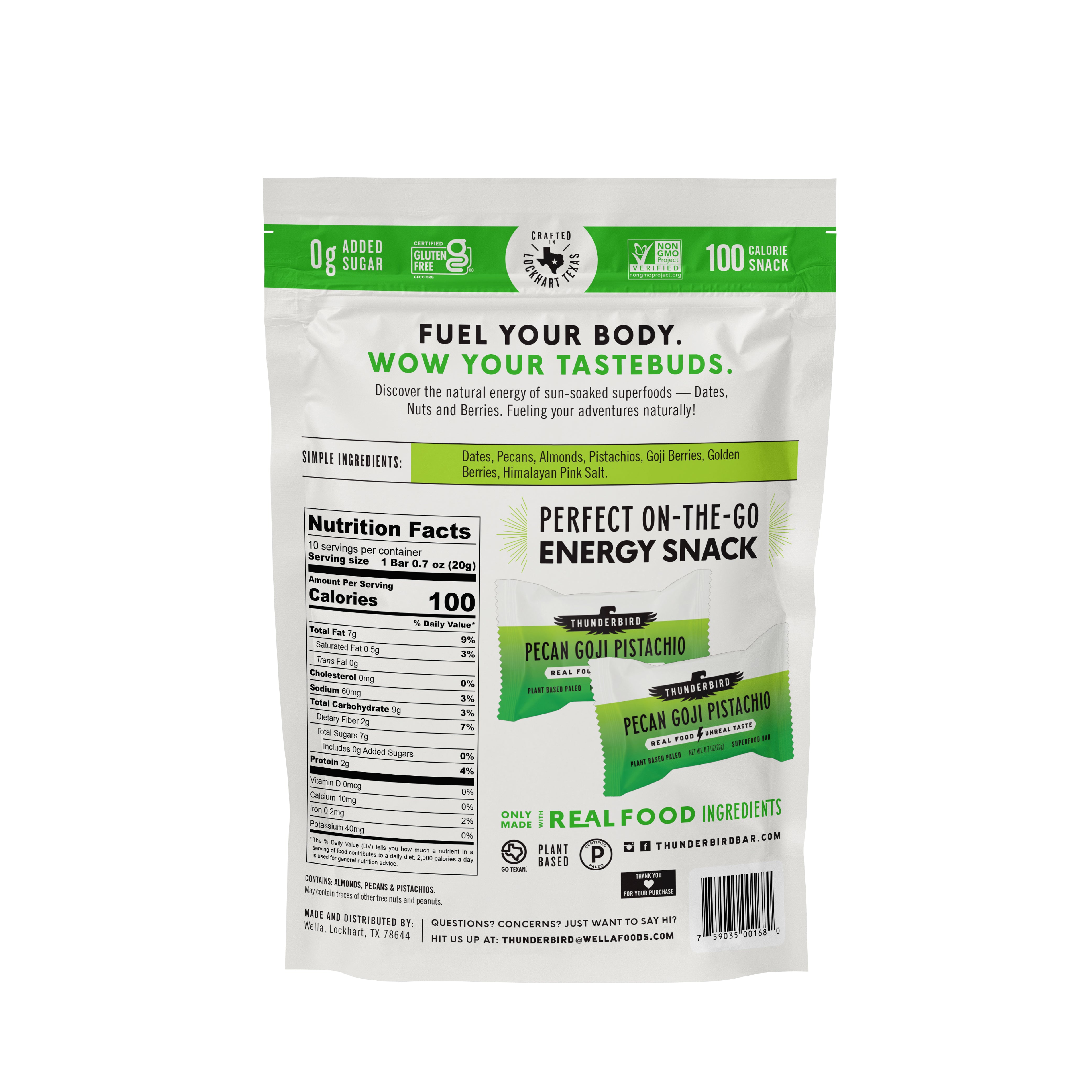 Thunderbird Pecan Goji Pistachio Minis - 2 - 10 Count Bags