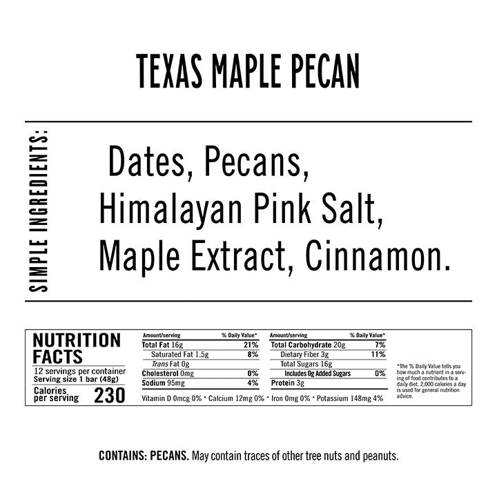 Texas Maple Pecan Ingredients